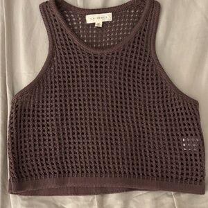 La Hearts Brown Sleeveless Crop Tank Top